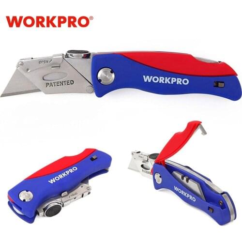 WORKPRO Electrician Folding Knife Utility Knife Pipe with 5PC Blades in Handle Pipe Cable Cutter