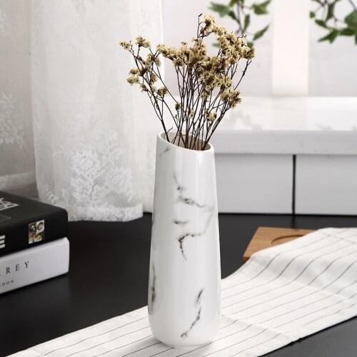 Modern Marble Flower Inserted Vases Ceramic Tabletop White Vase Home Decoration Flowerpot Drop Shipping