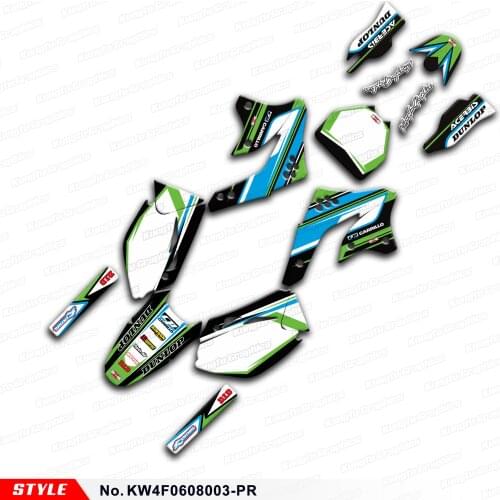 Aftermarket Off-road Motorcycle Stickers MX Decals for KX250F KX450F KXF 250 450 2006 2007 2008, Style No. KW4F0608003-PR