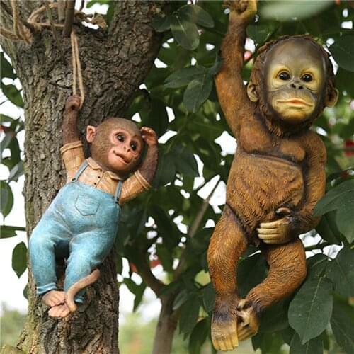 Outdoor Decorative Pendant Cartoon Monkey Shaped Hanging Ornament Resin Artware for Garden Park