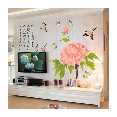 Vintage Chinese Style Wall Stickers Bedroom Decor Study Room Wall Pictures Living Room Sofa TV Background Wall Decoration Mural