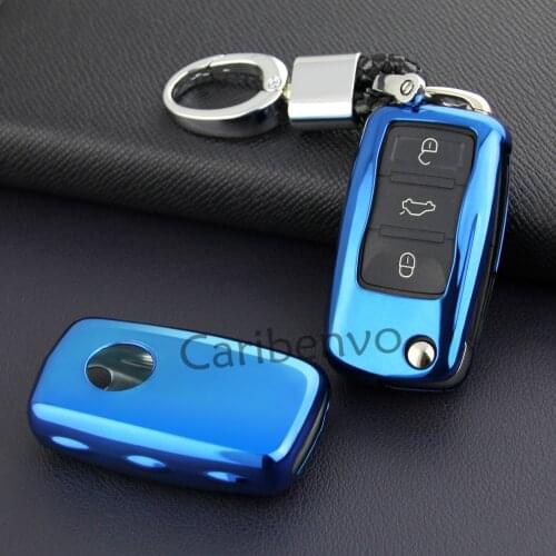 Aurora Blue Good Quality Durable Car Key Case Holder Cover For Volkswagen Tiguan B7 Passat Jetta UP! Touran Eos Polo mk5