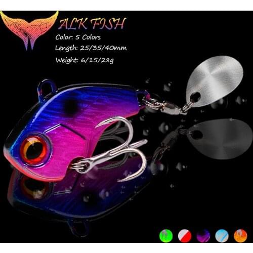 WALK FISH 1Pcs 6g/15g/28g VIB Vibration Fishing Lure Sinking Metal Fishing Baits With Sequins Ice Sea Fishing Tackle Diving Lure