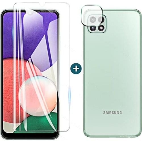 2 in 1 Full Glue Glass For Samsung Galaxy A22 Screen Protector Tempered Glass For Samsung A22 5G Protective Film For Samsung A22