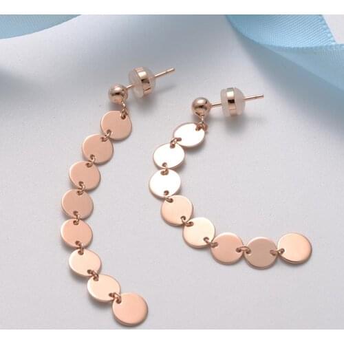 925 Sterling Silver Jewelry Female Gold Round Disc Dangle Earrings for Women 2019 Statement Jewel Accessories Christmas Gifts