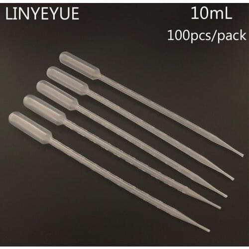 100pcs/pack 10ml Pasteur Pipette Disposable Safe Plastic Eye Dropper Graduated Transfer Pipettes for Lab Experiment Supplies