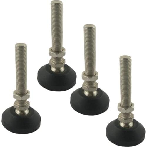 4pcs M8x80mm Adjustable Foot Cups Reinforced Nylon Base 50mm Diameter Articulated Feet M8 Thread Leveling Foot