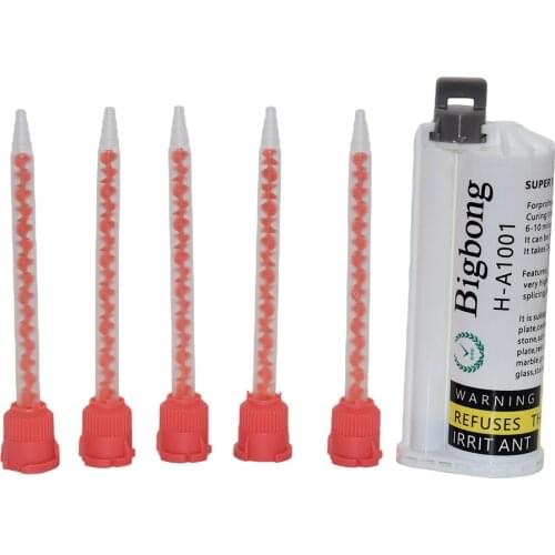 50ml 10:1 White AB Glue Adhesives with 5pc 10:1 Static Mixing Nozzles for 50ml AB Glue Gun Dispenser 10:1 Manual Caulking Gun
