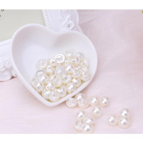 50Pcs Faux Pearl Buttons Fit Sewing Scrapbook Backhole Sewing Crafts 10/11.5mm Suitable for Baby Wedding Bridal Clothes Buttons