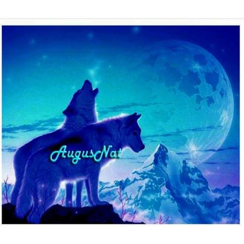 Wolves diamond painting full square scenery wall art moon decor rhinestone painting diamond dotz kit animals mosaic poster craft