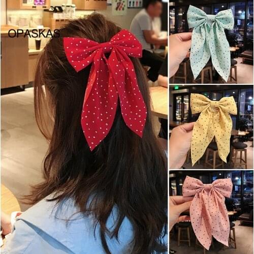 Hair Bow with Metal Clip Wave Point Pattern Lovable Style Durable Long Lasting Soft Match Most Hairstyles for Women PT