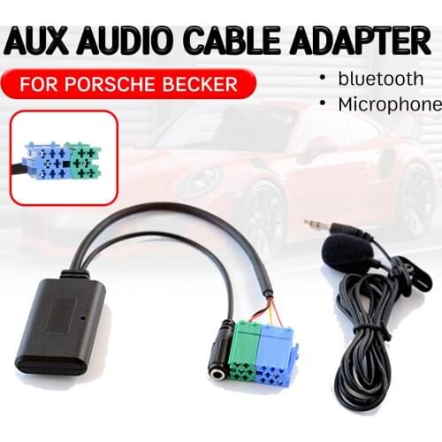 Bluetooth Adapter with Microphone for Wireless Audio Aux Interface for Porsche Becker Mexico Traffic Pro DTM Aux Receiver Cable