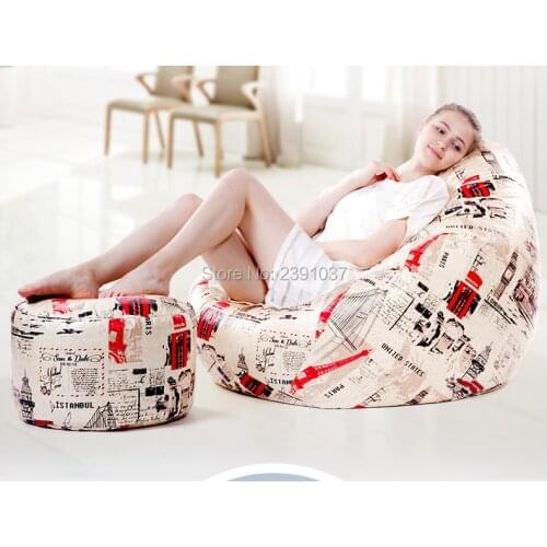 British style 1pc Sofa+1pc Pedal Leather Bean Bag Sofa for Adult mini sofa kids sofa fauteuil enfant Detachable and washable