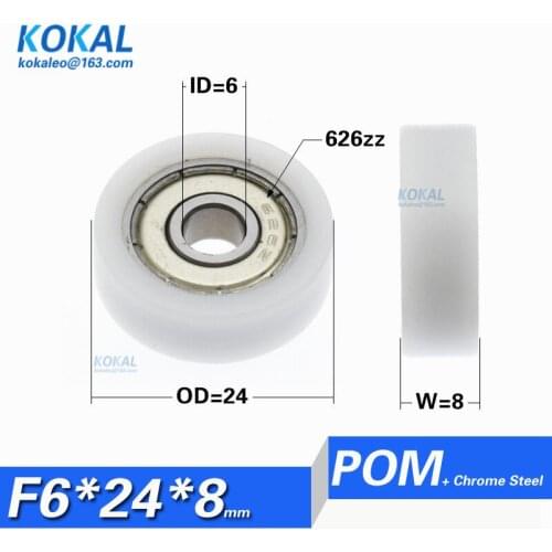 [F0624-8]10PCS/lot 626zz 626 medical equipment micro ball bearing plastic flat type wheel nonstandard roller 6X24X8mm 0624KK