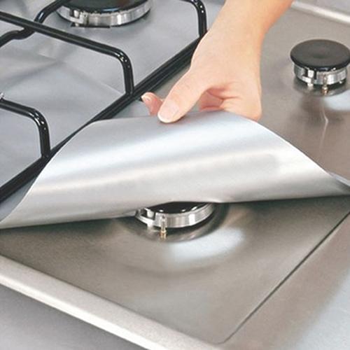 HOT SALE! 4Pcs Removable Easy Clean Square Foil Gas Hob Protector Liner Stove Protection Mat