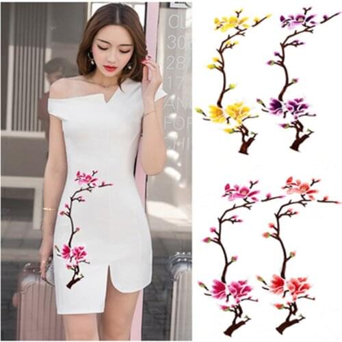 Pretty Peach Flower Applique Clothing Embroidery Patch Fabric Sticker Iron On Sew On Patch Craft Sewing Repair Embroidered