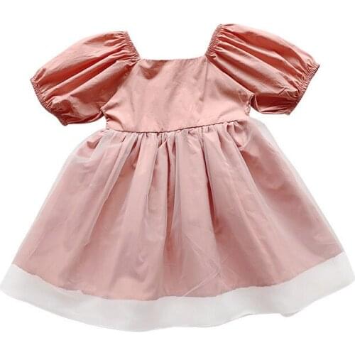 Baby Girls Summer Puff Sleeve Lace Dress Kids Performance Party Wear Princess Girls Evening Dresses Teenager Wedding Dresses