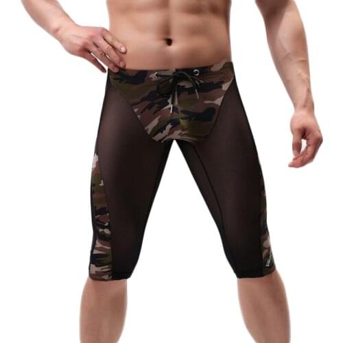 Summer Men Sleep Bottoms Ice Silky Pajama Pants Casual Sexy Sleep Bottom Tight Short Pants Underwear Homewear Pajamas Men