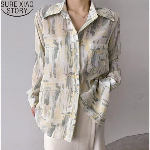 Fashion Print Shirt Plus Size Loose Clothes New Autumn Long Sleeve Shirts Women Tops Turn Down Collar Shirts Blusa Mujer 16957