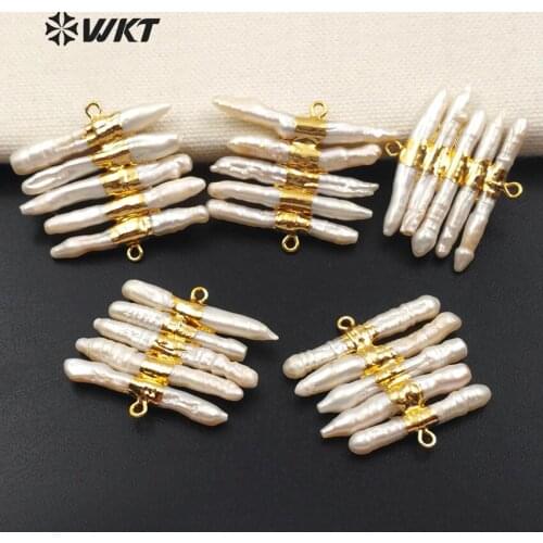 WT-JP039 WKT New Design Fashion Charming Connector And Natural Freshwater Pearl Irregular Shape For Jewelry Making Findings