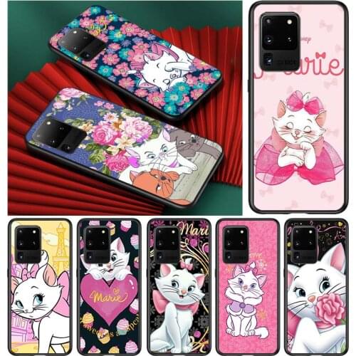 Disney Marie Cat for Samsung S20 FE Ultra Plus A91 A81 A71 A51 A41 A31 A21 A11 A72 A52 A42 A22 Soft Black Phone Case