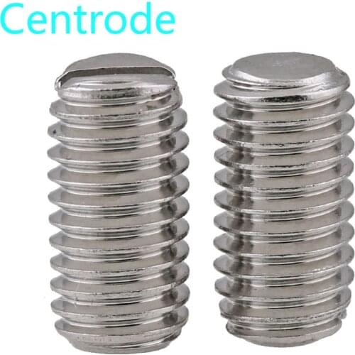 304 Stainless Steel Flat End Set M3 M 4 M 6 M 8 M 10 Screws Slotted Headless Screws Machine Meter Top Thread 30PCS