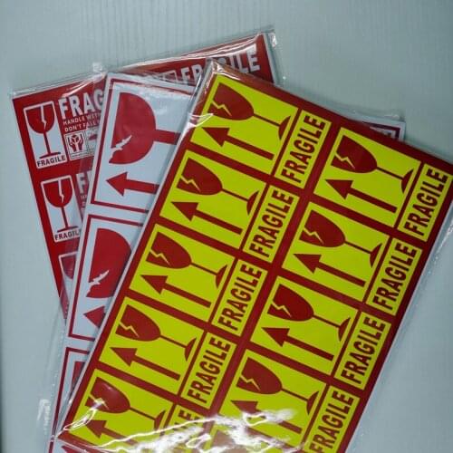 100Pcs Fragile Goods Label Upwards Handle With Care Do Not Fall Overweight Warning Stickers