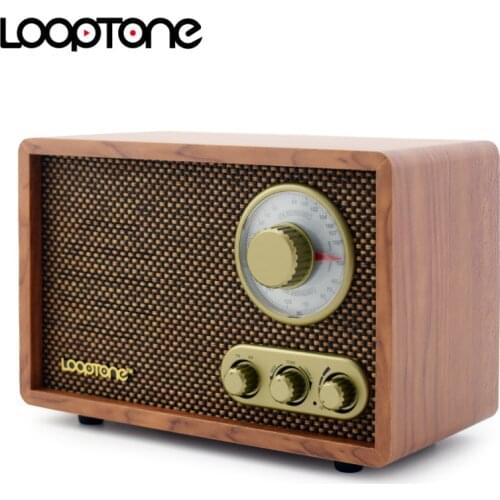 LoopTone Tabletop AM/FM Radio Vintage Retro Classic Radio Bluetooth-compatible Built-in Speaker Treble&Bass Hand-crafted Wood