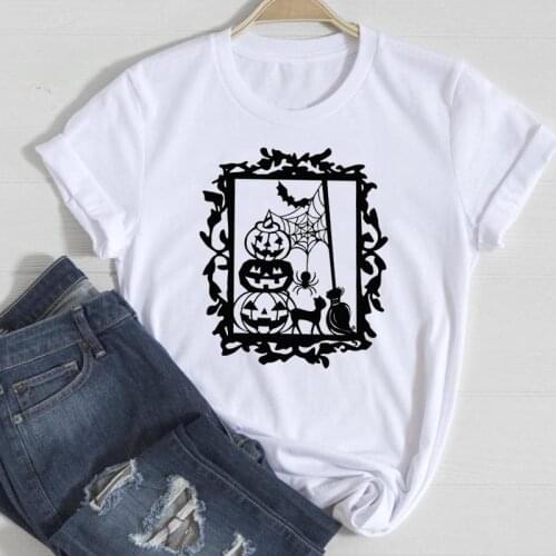 Autumn Fall Graphic Clothing Tshirt T Female Tee Top Print T-Shirt Women Pumpkin New Style Happy Thanksgiving Halloween