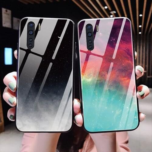Luxury Glass Phone Case For OPPO A91 A72 A53 A92 A52 Cover Case For OPPO Find X2 Lite Neo Pro Reno 10x Zoom Realme X2 X7 Pro
