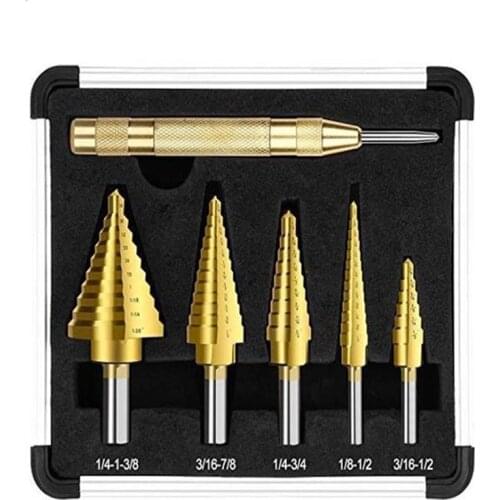 6Pcs Inch Step Drill High Speed Steel Step Drill Set Used For Metal Reaming And Opening Drill Tool