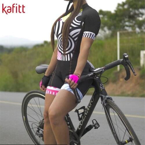 Kafitt Pro Triathlon Jumpsuit Womens Cycling Jersey Short Sleeve Leggings Sweatshirt Breathable Cushion Ciclismo feminino
