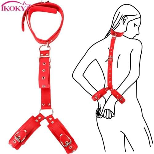 IKOKY SM Products Slave Sex Accessories For Couples Woman Sexy Bondage Handcuffs Adjustable Sex Neck Collar Erotic Sex Toys