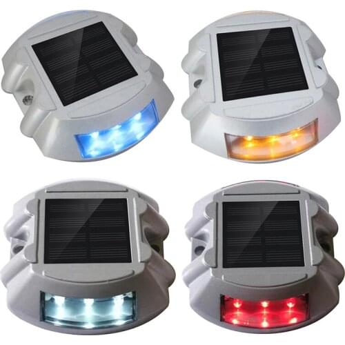 Outdoor Light Solar Road Stud Light Cast Aluminum Warning Light Indicator Double-sided 6LED Induction Light Always And Flash