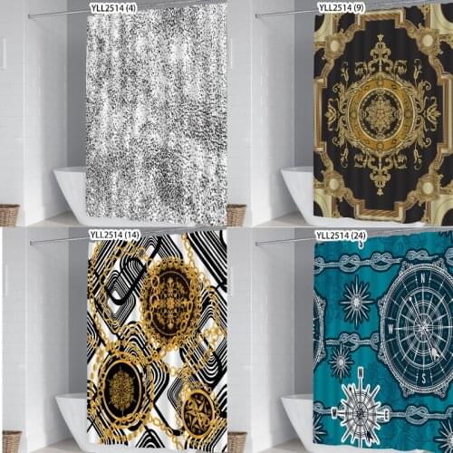 Geometric stripe printing curtains shower curtain set fabric shower curtain japanese shower curtain black girl bathroom set
