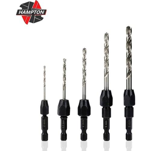 Countersink Drill Bit 5pcs Quick Change Hex Shank Twist Drill Bit with Wrench Cone for Woodworking Power Tools Hole Drilling