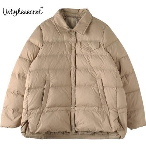 90% White Duck Down Jacket For Women Ultralight Loose Short Autumn Parkas With Pockets Fashion Warm куртка зимняя женская U10819