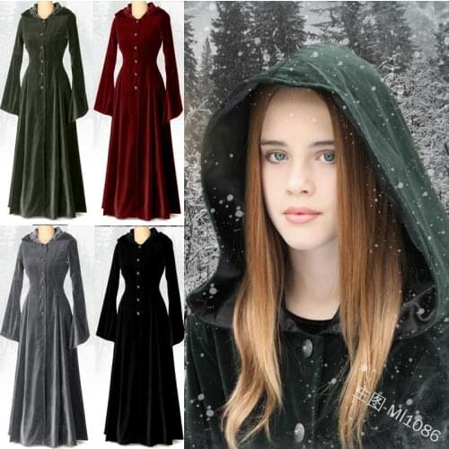 New Arrival Women Hooded Coat Hooded Cloak Hooded Cape Cosplay 4 Colours Medieval Costumes Adult Costume Dress Up