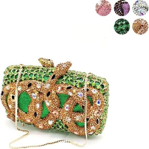 Ladies Bridal wedding party purses elegant purses women evening party bag luxury diamonds snake crystal clutches