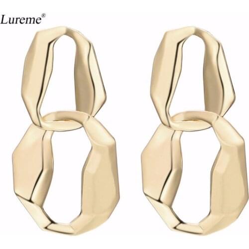 Lureme New Design Geometric Curved Round Shape Stud Earrings for Women Brincos Earings Pendientes