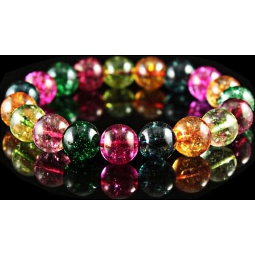 Womens Charm Crystal Beaded Bracelet Color Glass Crystal Womens Bracelet Peach Blossom Luck Jewelry Girls Birthday Gifts