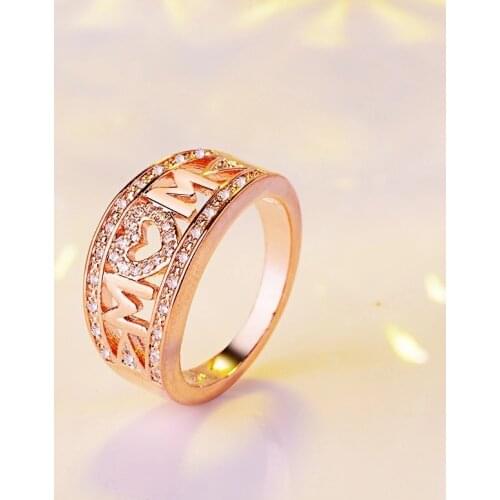MENGYI Fashion 9 2 5 Color CZ Stone Female Ring Gold Letter Mom Ring for Woman Mothers Day gift