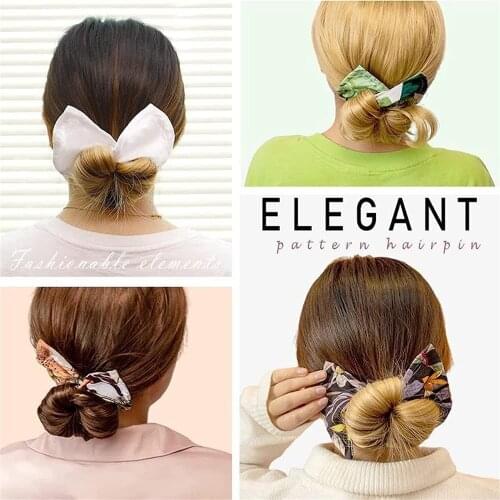 1pc New Design Deft Bun Summer Chiffon Hairband Women Bow Headband Print Hairpin 6 Colors Tie Hair Rope
