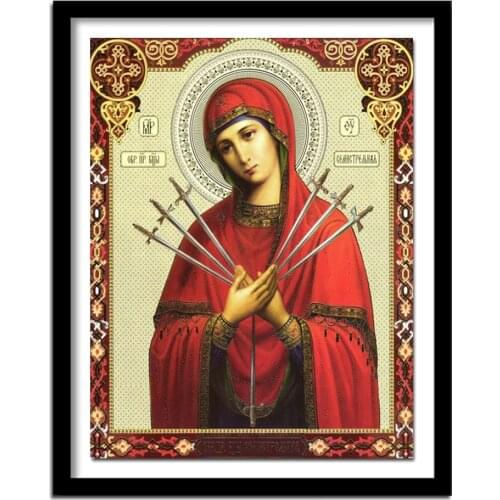 2019 new 5D Diy Diamond Painting Religion Diamond Icon of Saint Maria Inlaid Yarn Fabric Needlework Crafts Diamond Cross