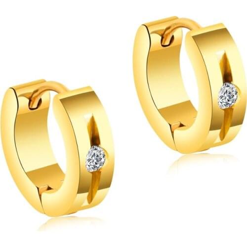 2020 New Punk Fashion Gold Color Zircon Hoop Earrings for women men Small Stainless steel Earrings e girl jewelry Accessories