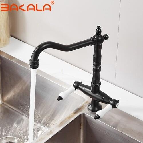 360 Swivel Kitchen Faucet Antique Brass/Chrome Polish Double Handle Bathroom Basin Sink Mixer Tap Faucets