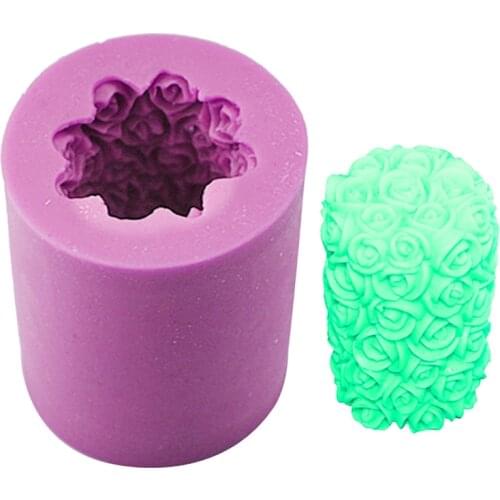 3D Rose Flower Candle Silicone Mold DIY Gypsum Plaster Mould Cylinder Shape Silicone Soap Candle Molds