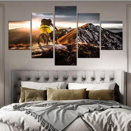 5 Pieces Mountain Biking Extreme Sports Canvas Poster Print Painting Home Decor Wall Art Prints For Living Room Decoration