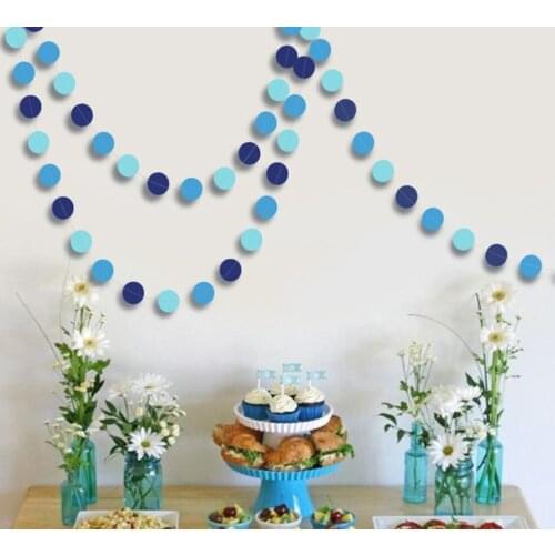 5pcs 4M Ocean style Round Wafer Sequins Colored Flag Hanging Ornaments For Wedding Party Arch Home Garden Hotal Decorative