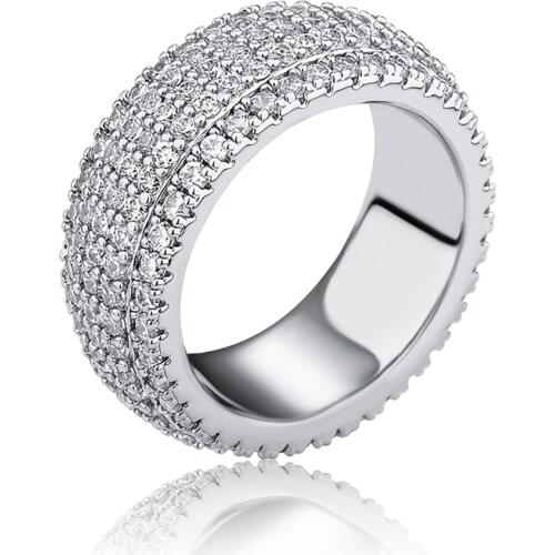 5 Layer Zirconia Band Ring Full Micro Pave Cubic Zirconia Rings High Quality Hip Hop Fashion Jewelry For Men Women